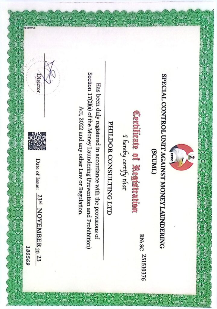 SCUML Certificate of Registration